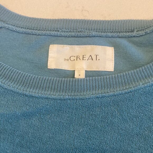 The Great. Blue 100% Cotton Terry Cropped Lounge Set Size Medium - Picture 4 of 13